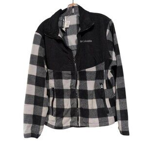 Vintage Columbia Jacket Men's Medium Black/White Plaid Interchange full zip Coat